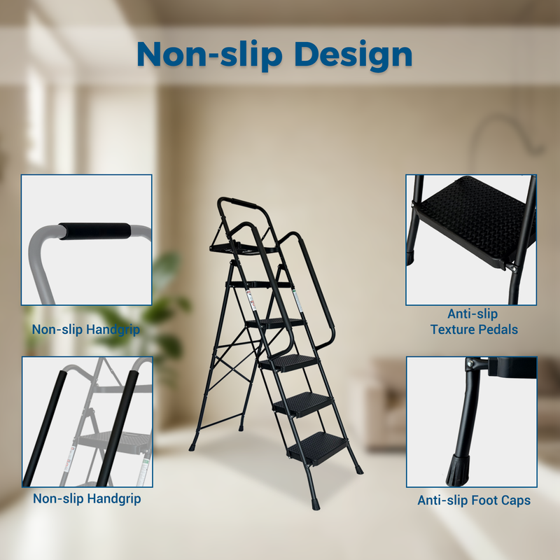 Folding Step Ladder with Wide Anti-Slip Pedal by HouseOfZazla