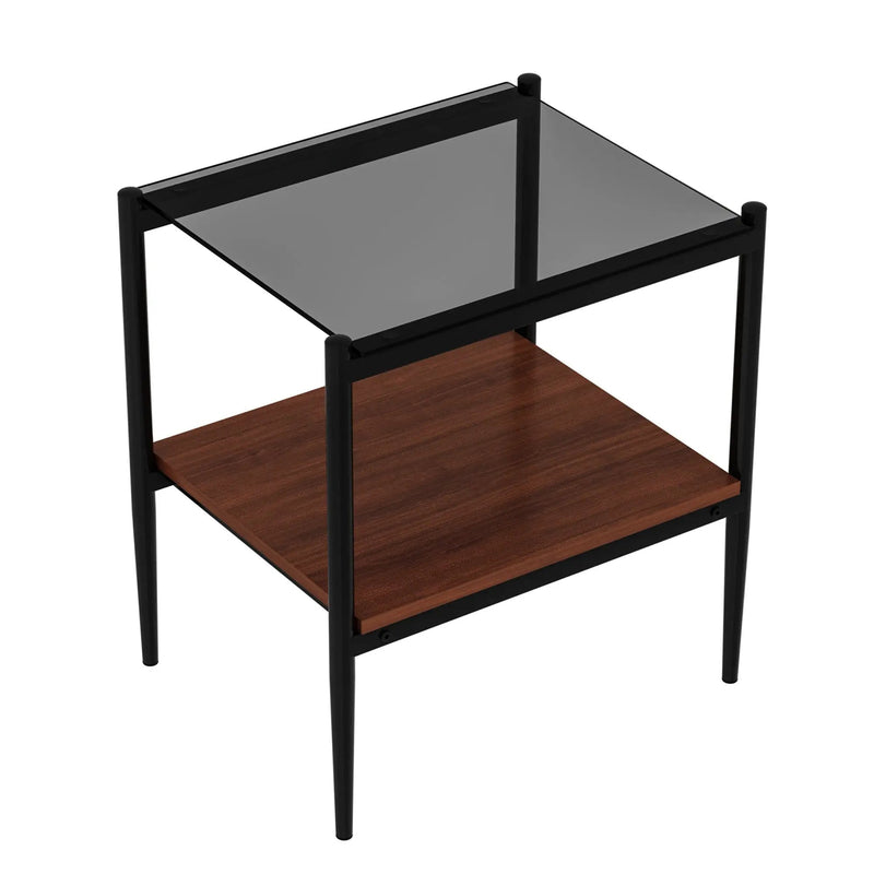 Set of 2 Rectangle End Table Gray Glass by HouseOfZazla