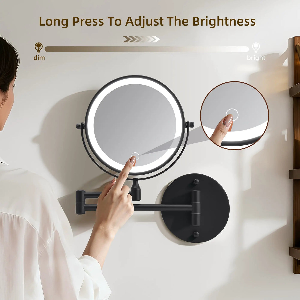 Rechargeable Wall Mounted Makeup Mirror 8'' Magnifying Mirror, photo 3 of 9