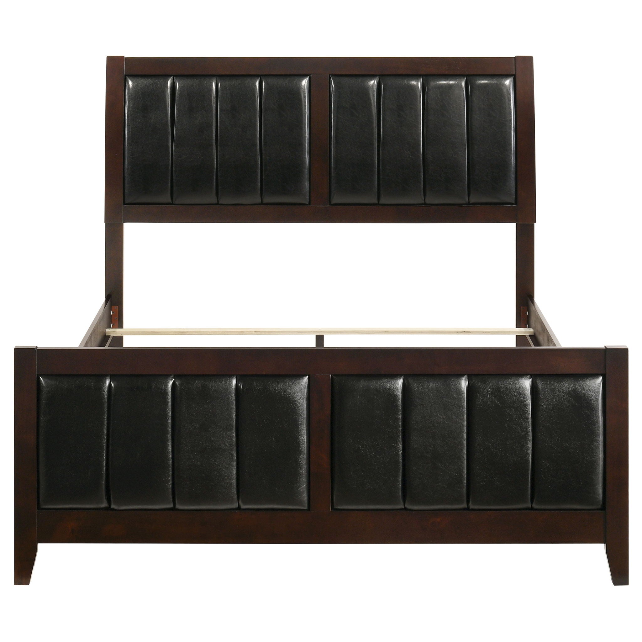 Queen Panel Bed With Upholstered Headboard And Footboard - Brown by HouseOfZazla