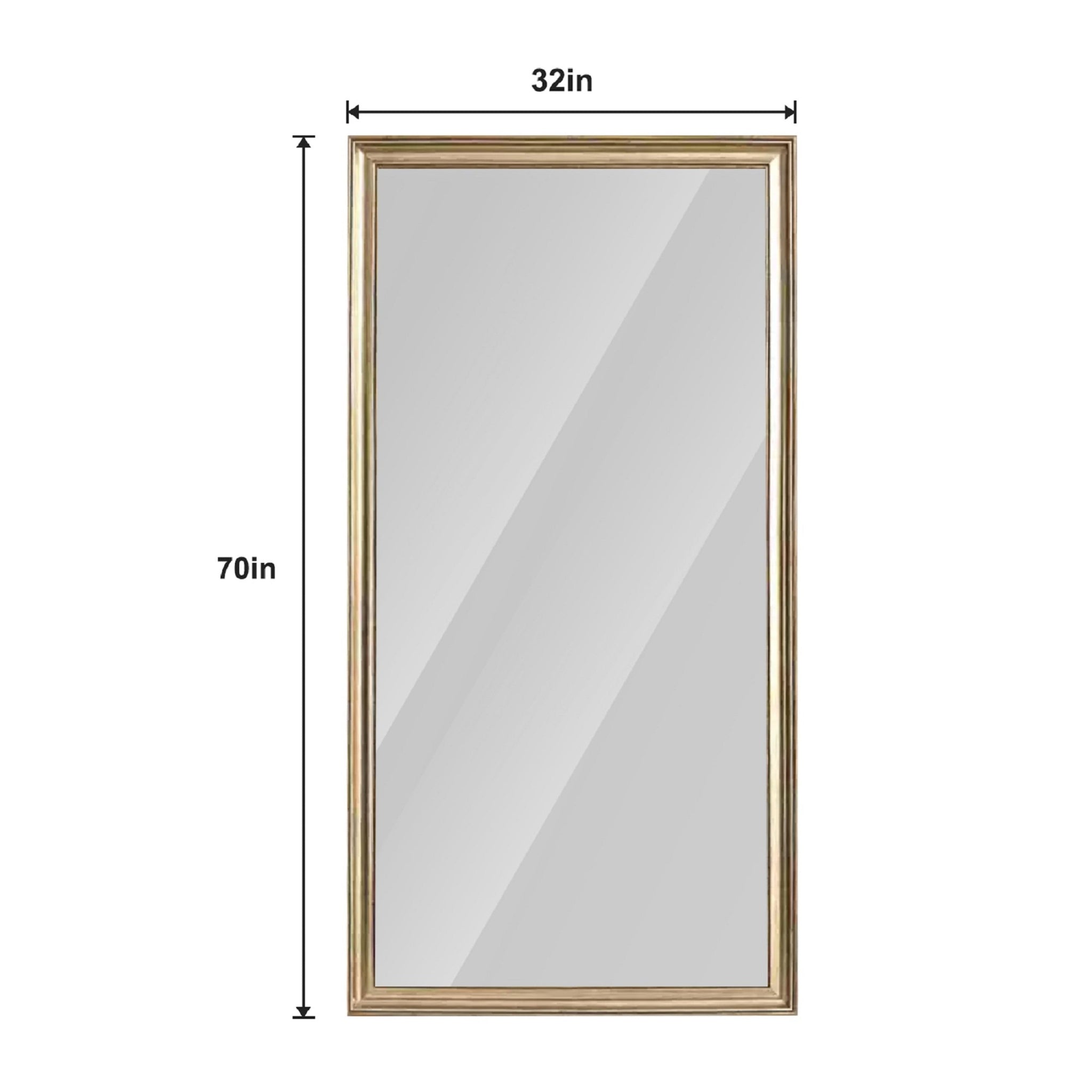70' x 32' Gold Full Length Floor Mirror with PS Frame by HouseOfZazla