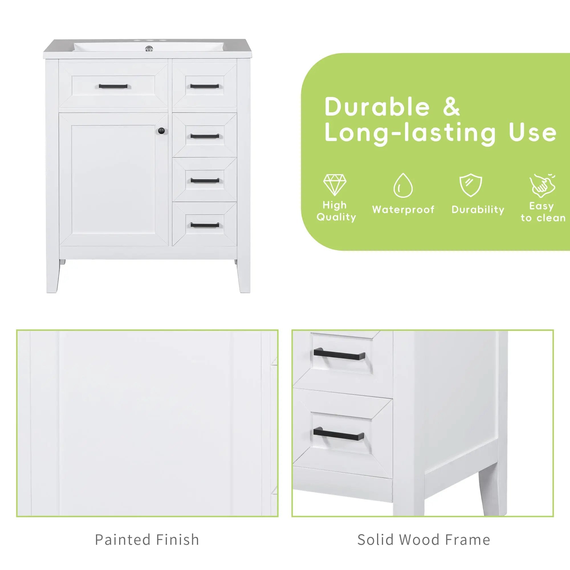 30" Bathroom Vanity Cabinet Base Without Sink by HouseOfZazla