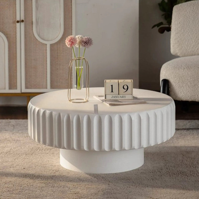 Round Fluted Storage Table with Lift-Off Lid by HouseOfZazla
