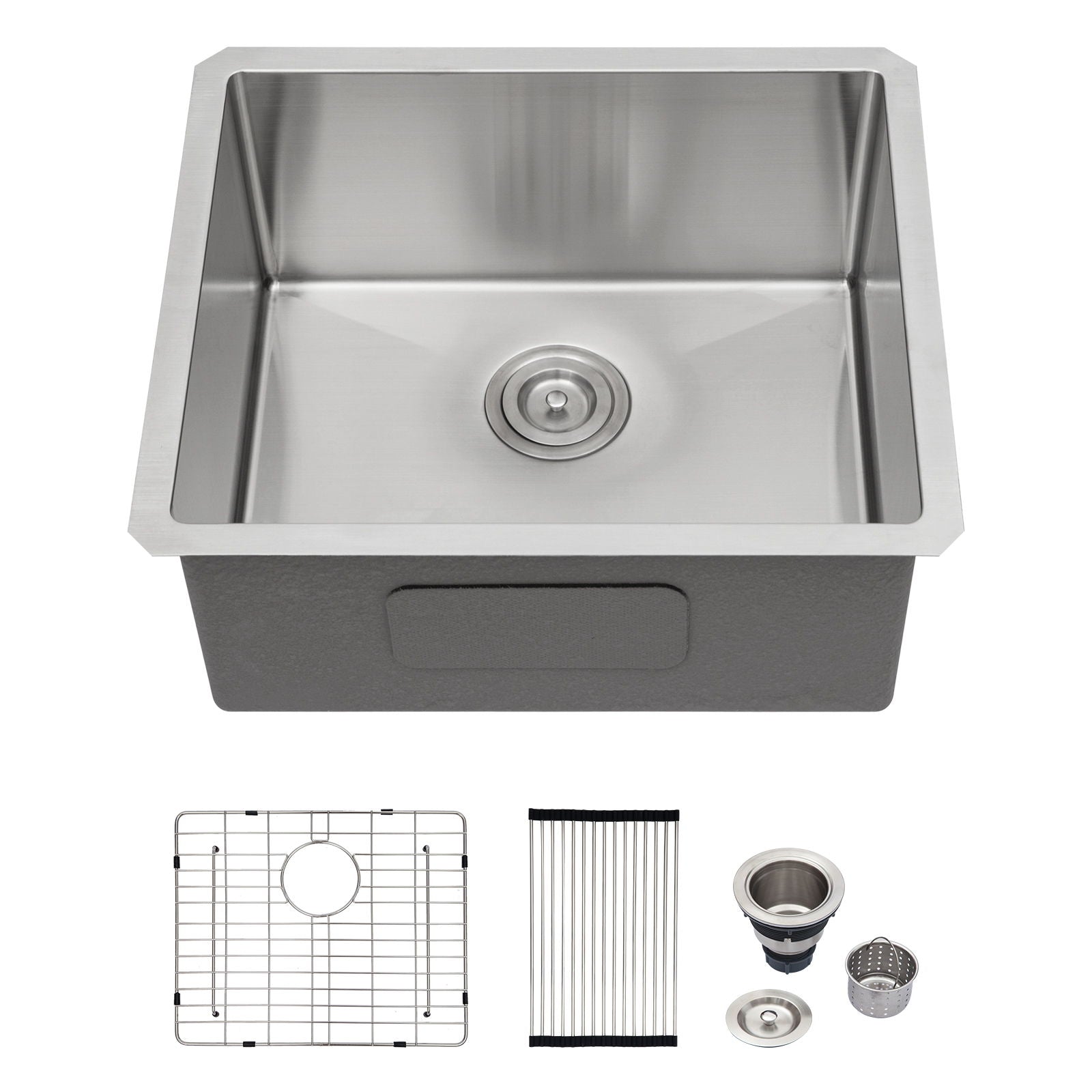 Modern Undermount Stainless Steel Kitchen Sink 16 Gauge, Deep Single Bowl by HouseOfZazla