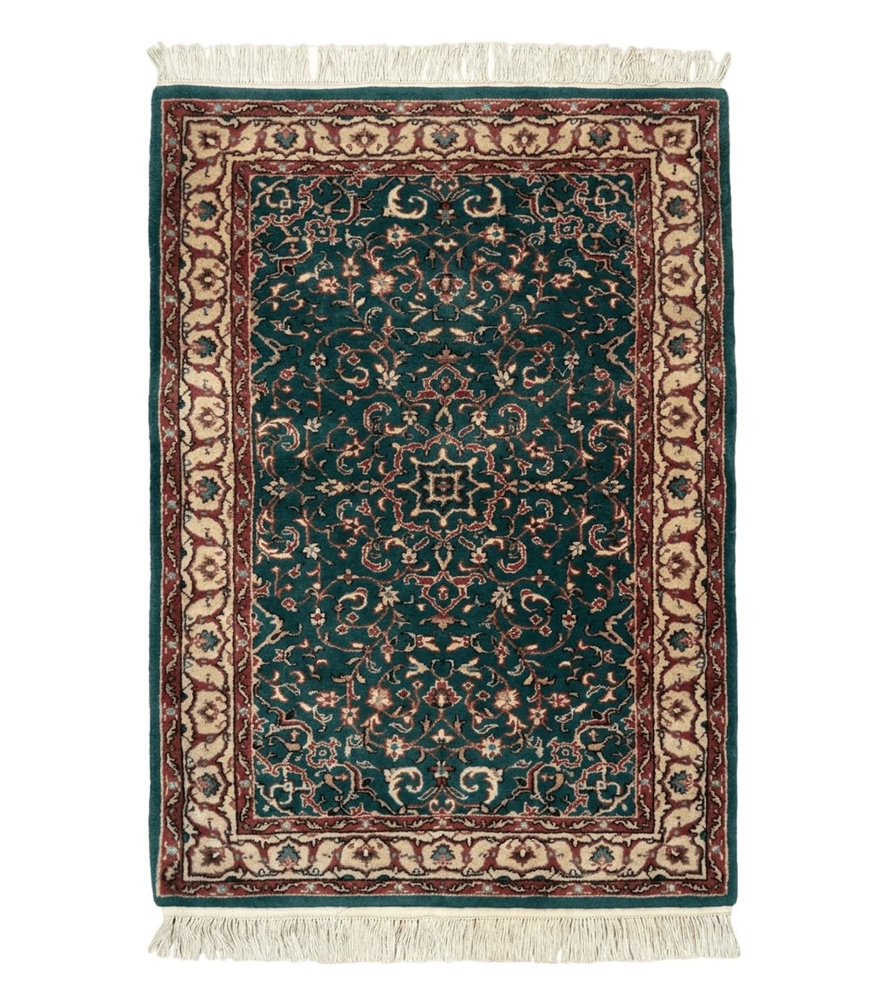 Dark Green Indo Persian Rug 2.5 x 4, Hand Knotted Wool Small Oriental Carpet by Jewel Rugs