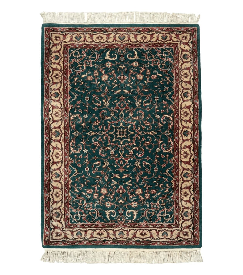 Dark Green Indo Persian Rug 2.5 x 4, Hand Knotted Wool Small Oriental Carpet by Jewel Rugs