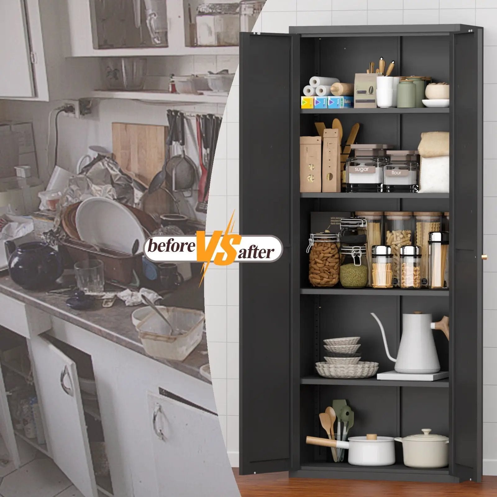 Adjustable 2 Door Storage Cabinet With Adjustable Shelves by Unique Piece Furniture