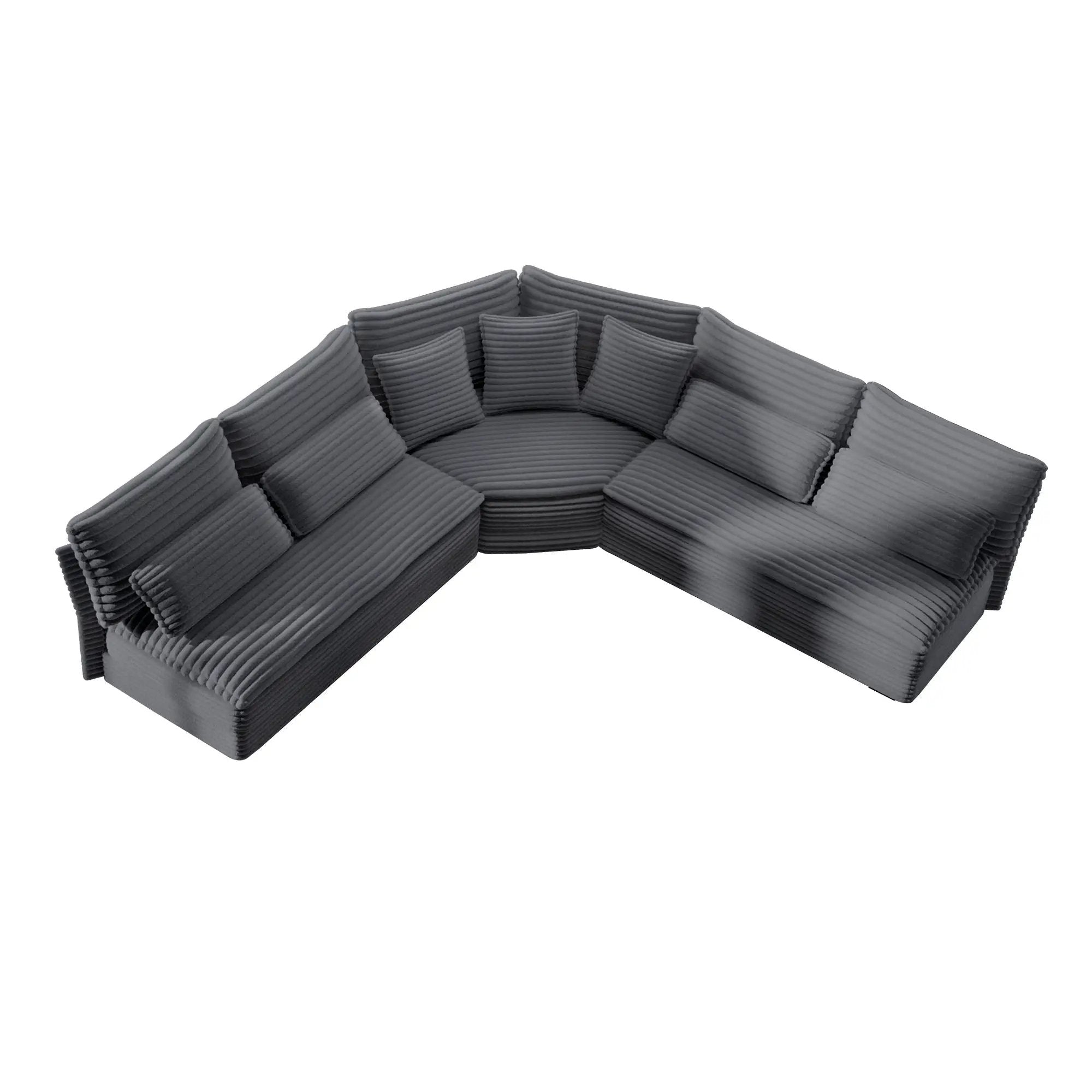 5 Seater L Shaped Sectional Sofa With Curved Corner, 7 Pillows by Unique Piece Furniture