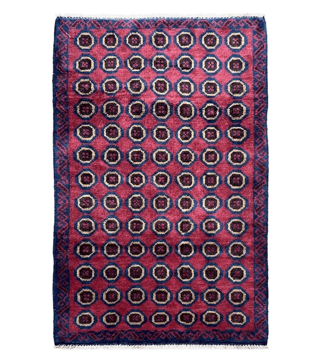 3'X 4'8" Vintage Handmade Tribal Wool Rug Balouchi Rug Afghan Rug Red Beige Blue by Jewel Rugs