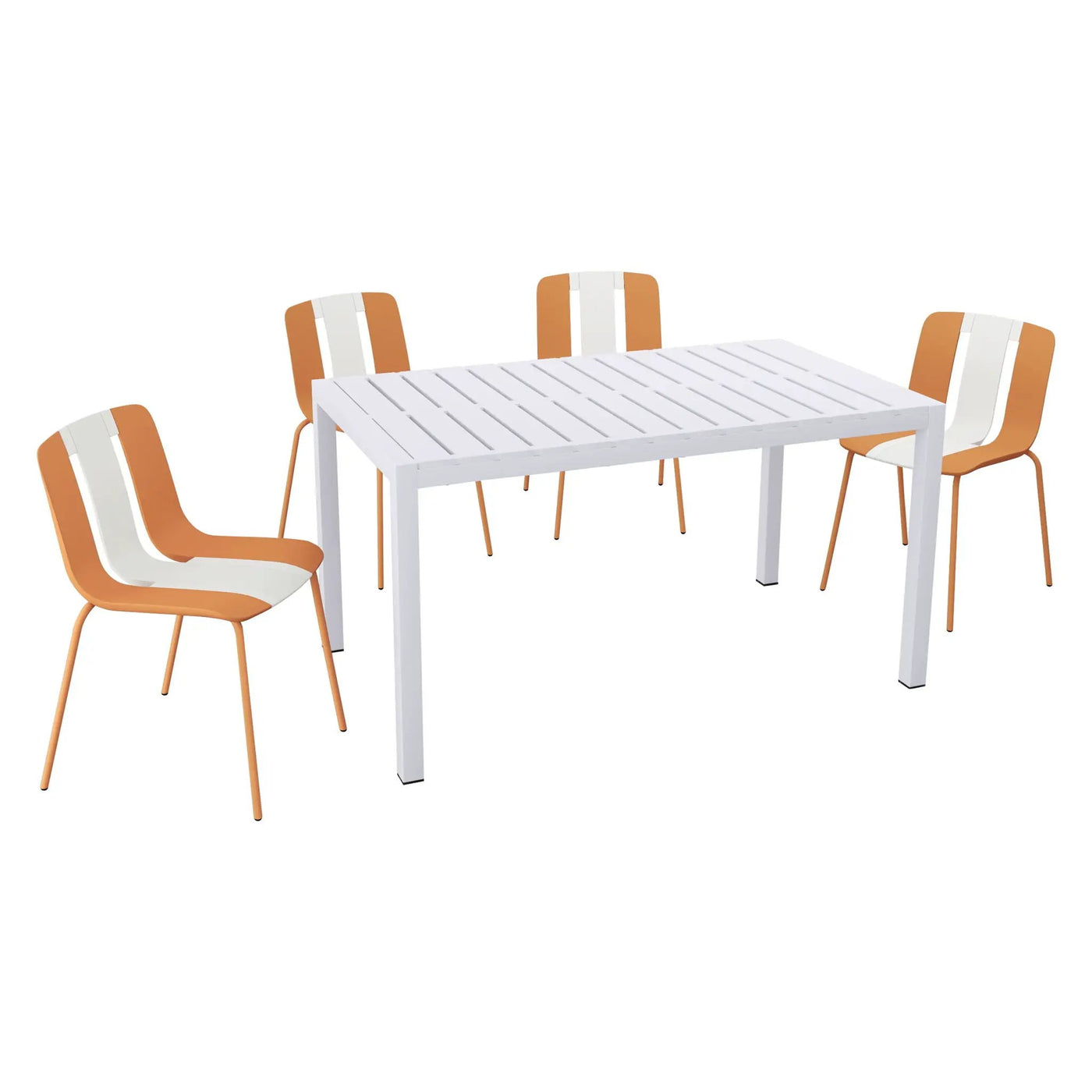 4 Piece Set Of Modern Striped Color- Blocking Single Chairs With Long Table by HouseOfZazla