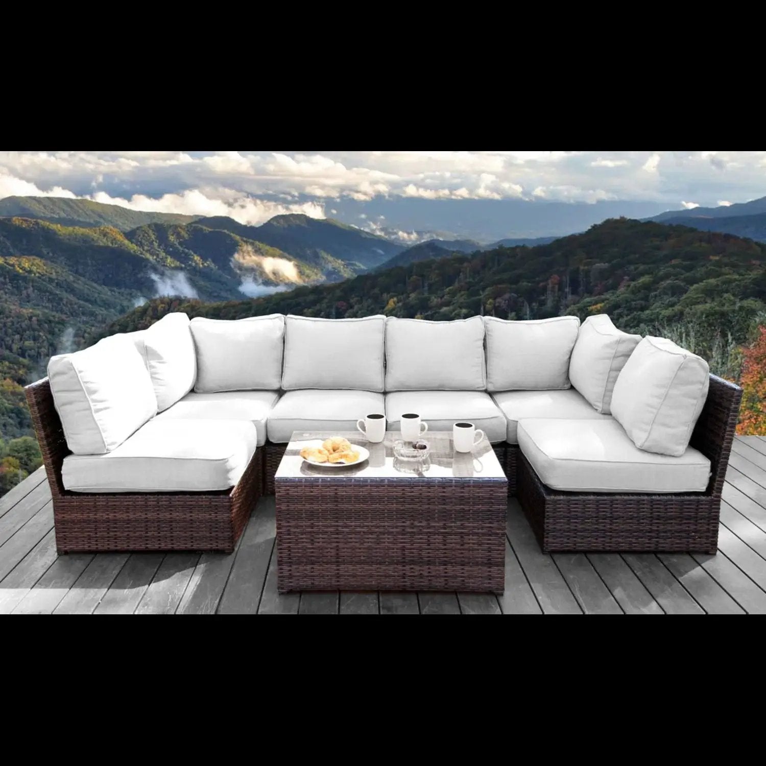 Comfortable Modern Patio Rattan Sectional Set With Cushions by HouseOfZazla
