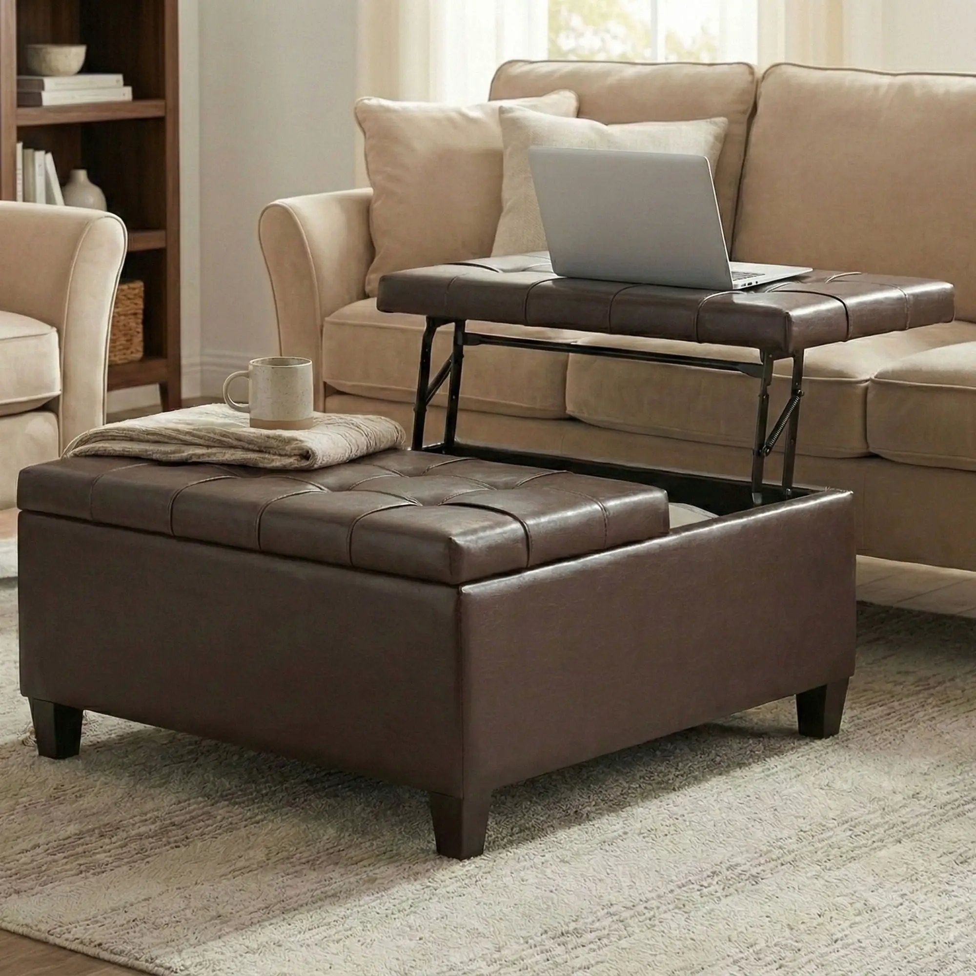 Harrison - Upholstered Coffee Table Storage Ottoman by Unique Piece Furniture