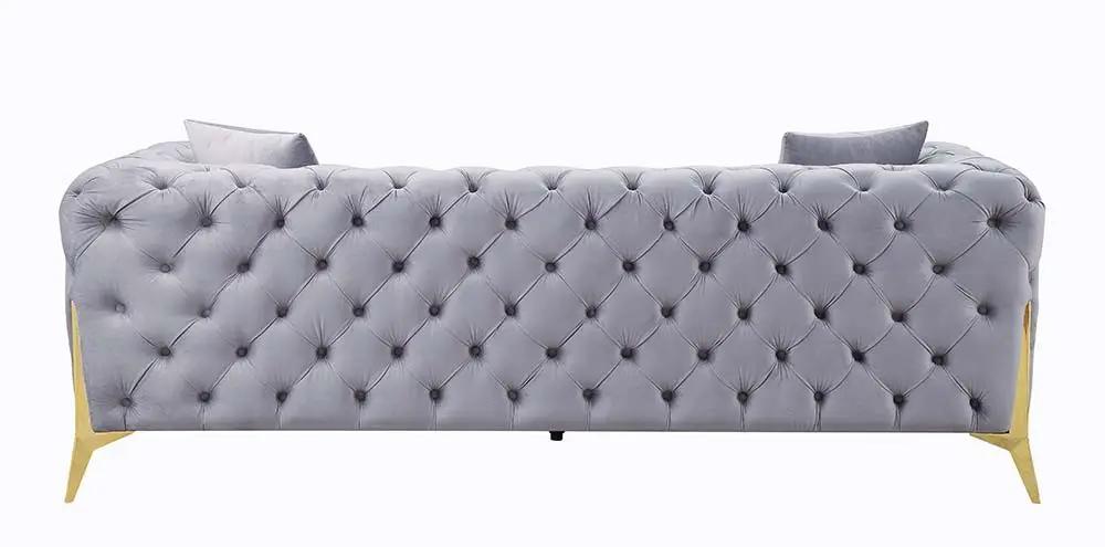 Jelanea - Sofa With 2 Pillows - Gray Velvet & Gold by Unique Piece Furniture