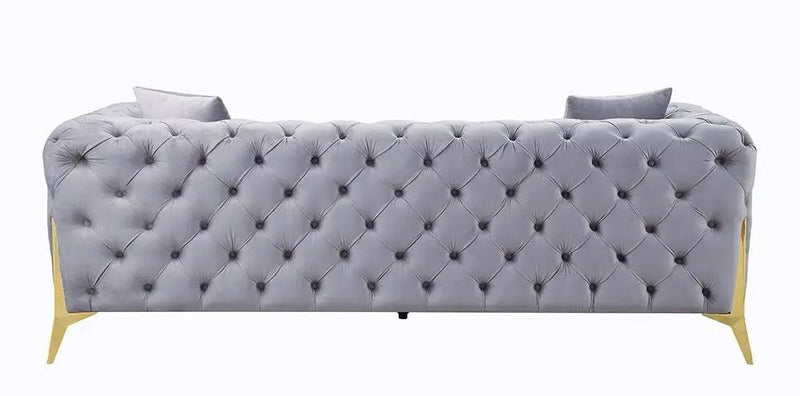 Jelanea - Sofa With 2 Pillows - Gray Velvet & Gold by Unique Piece Furniture