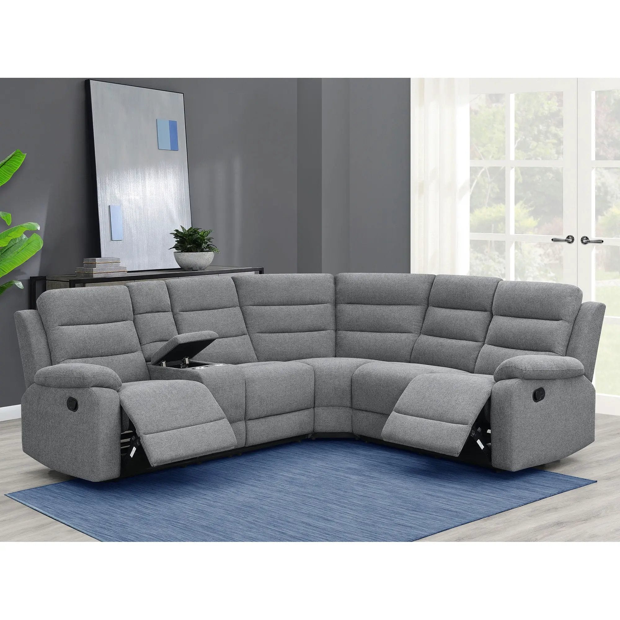 Aaron - 3 Piece Upholstered Sectional - Smoke by HouseOfZazla