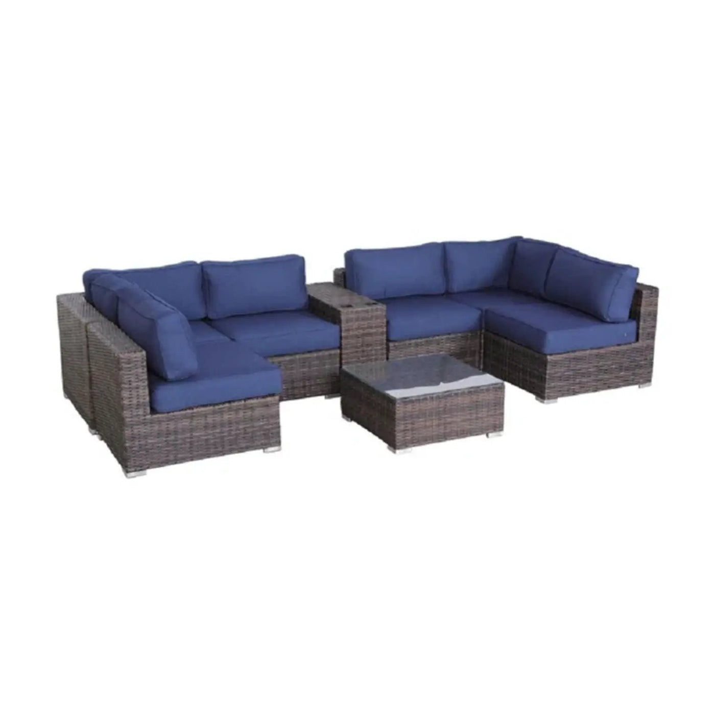 Elegant 4 Person Wicker Patio Seating Set With Cushions And Glass Top Table by Unique Piece Furniture