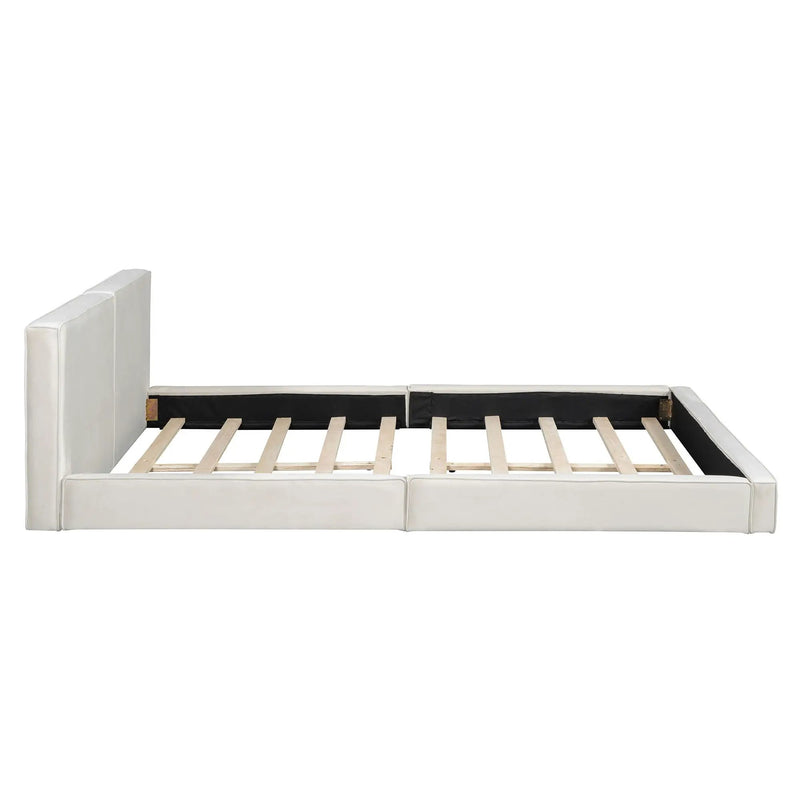 Upholstered Platform Bed, Grounded Bed With Solid Frame by HouseOfZazla