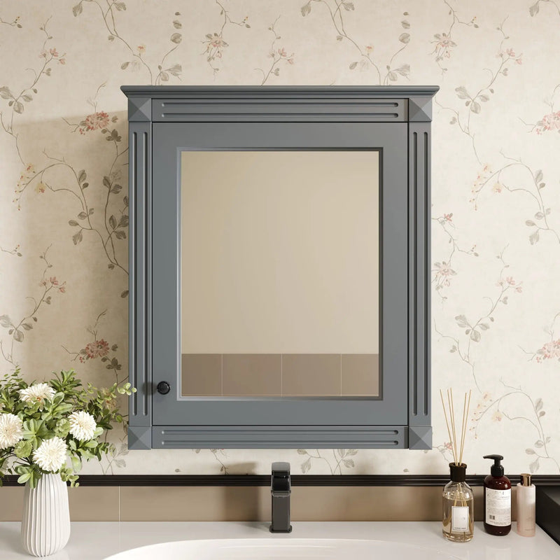 Wall Mounted Bathroom Storage Cabinet With Mirror, Medicine Cabinet With Height Adjustable Shelf by HouseOfZazla