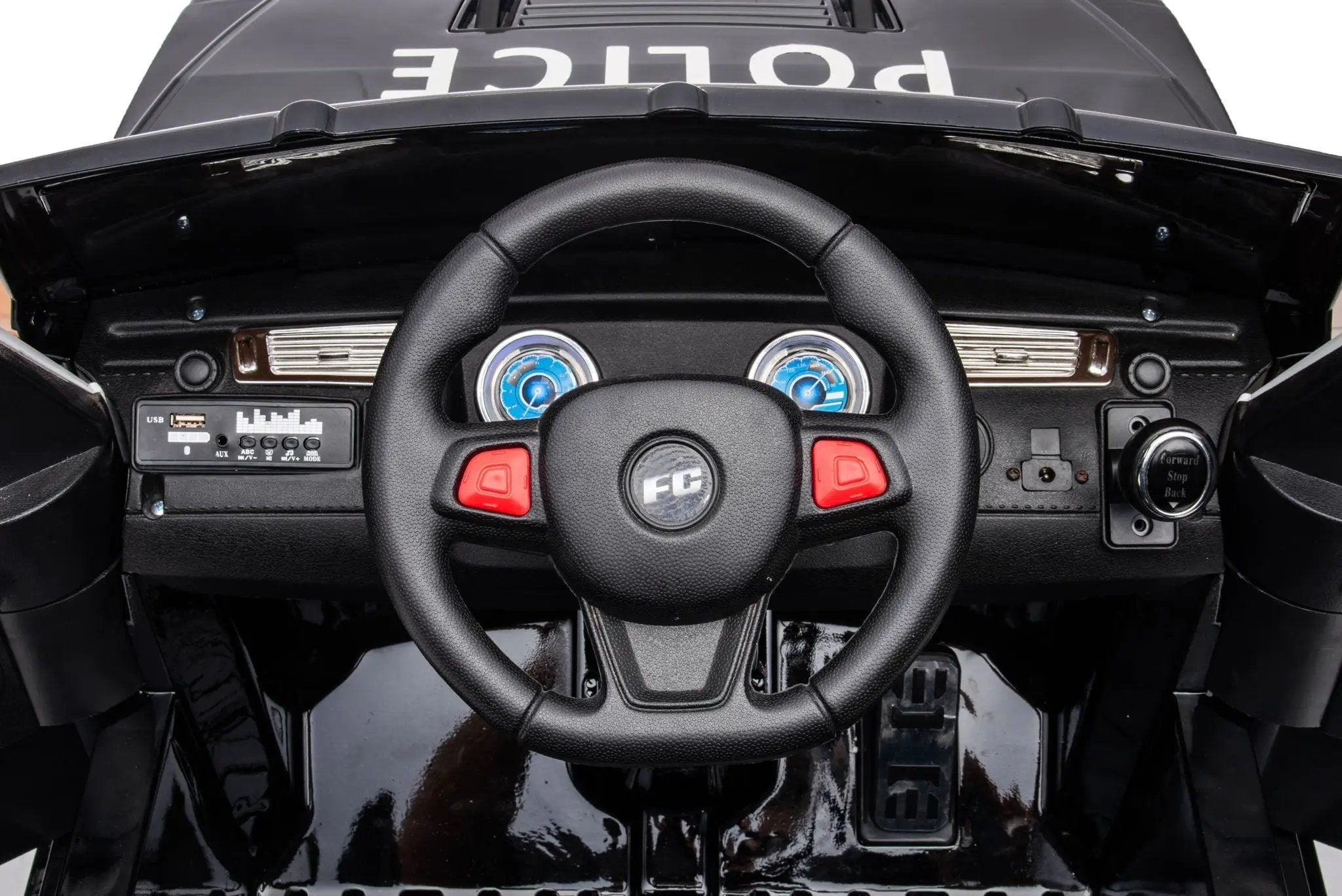 12V7A 30W*2 Four-Wheel Drive Seat One Button Start, Forward And Backward, High And Low Speed, Music, Front Light, Power Display, Two Doors Can Open, 2.4G R / C, Seat Belt Four Wheel Absorber by HouseOfZazla