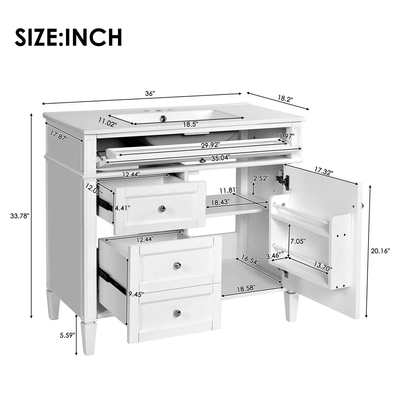 Bathroom Vanity With Top Sink, 2 Drawers And Tip Out Drawer by HouseOfZazla