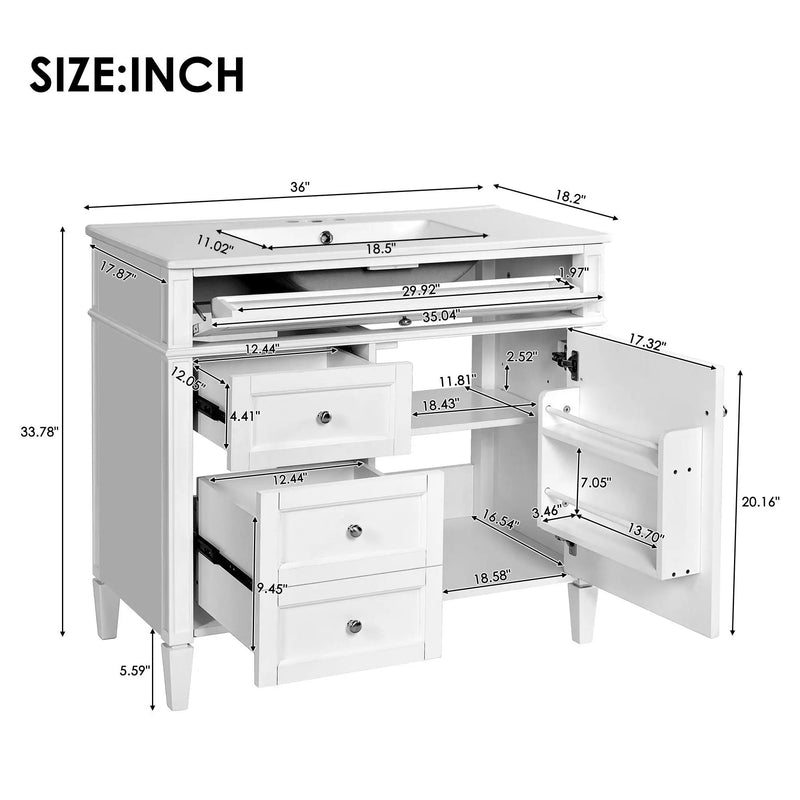 Bathroom Vanity With Top Sink, 2 Drawers And Tip Out Drawer by HouseOfZazla
