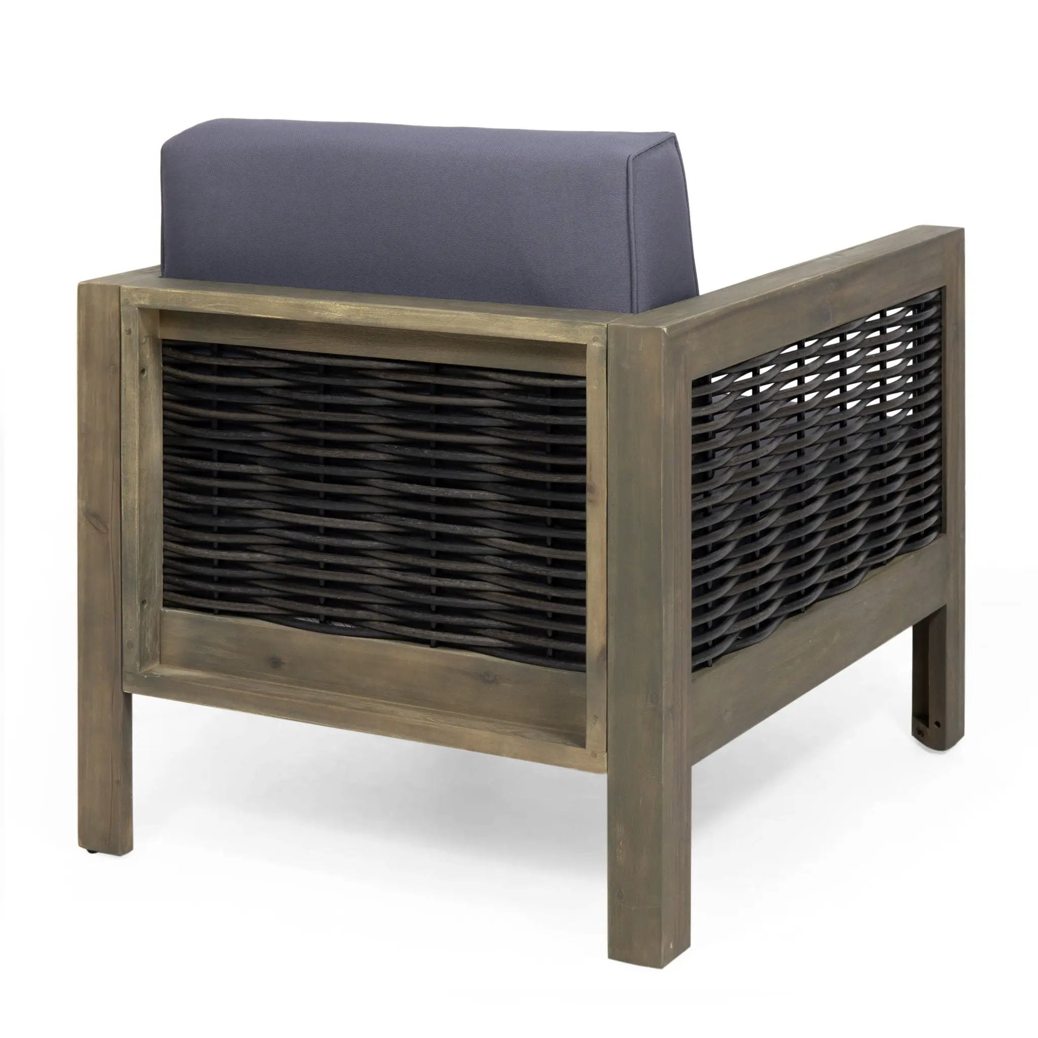 Outdoor Acacia Wood Club Chair With Wicker Accents by HouseOfZazla