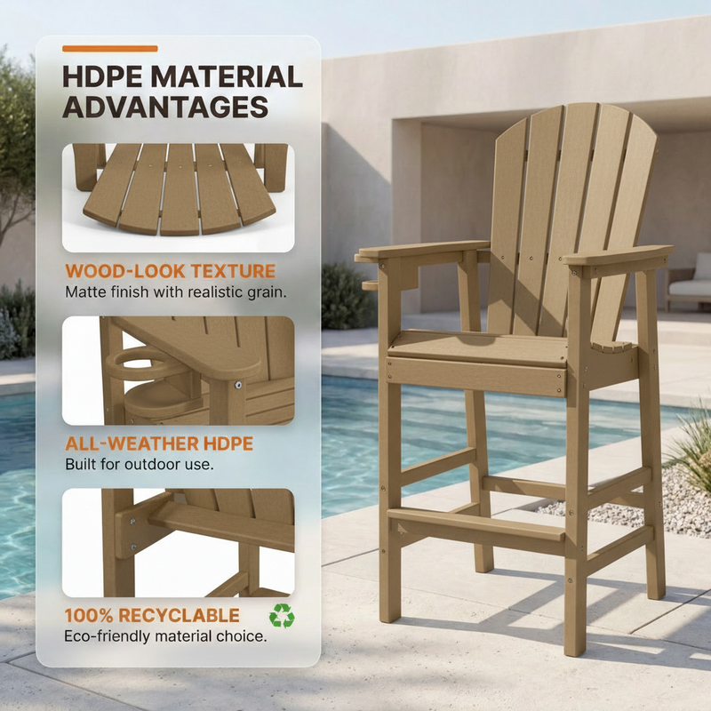 HDPE Bar Height Adirondack Chair with Cup Holder by HouseOfZazla