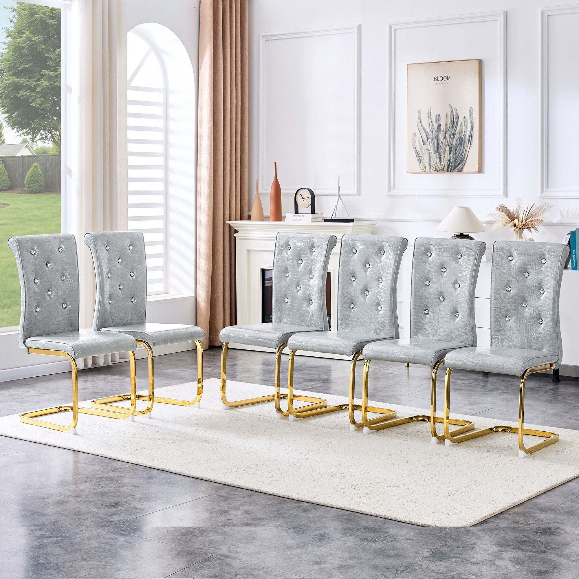 Elegant Design Alligator Skin Upholstered Dining Chairs by Unique Piece Furniture