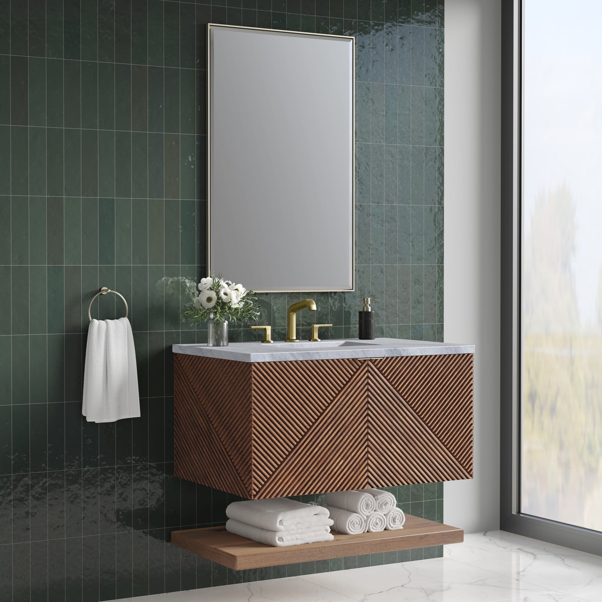 James Martin Marcello 36" Floating Single Bathroom Vanity, Chestnut, view 40