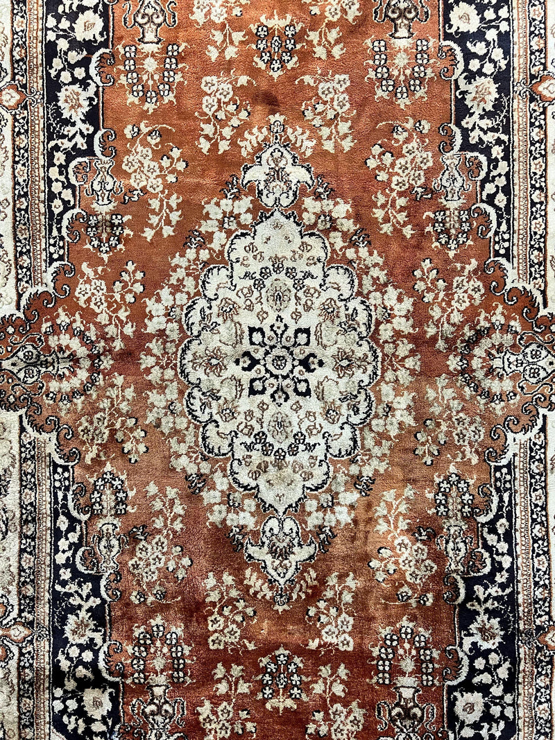 Turkish Silk Rug 3x5, Very Fine 400 KPSI, Floral Medallion, Hand Knotted by Jewel Rugs