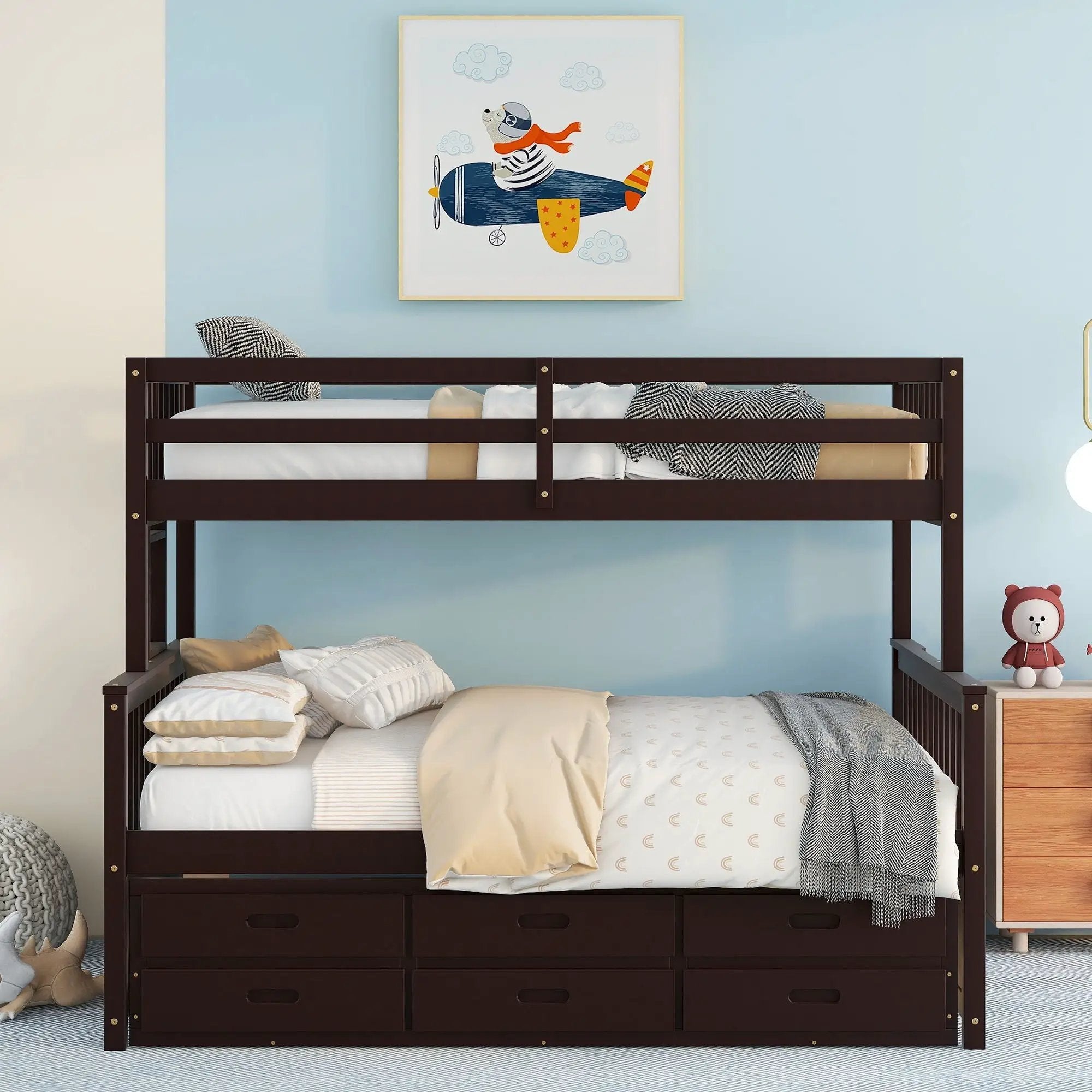 Bunk Bed With Twin Size Trundle And Drawers by Unique Piece Furniture