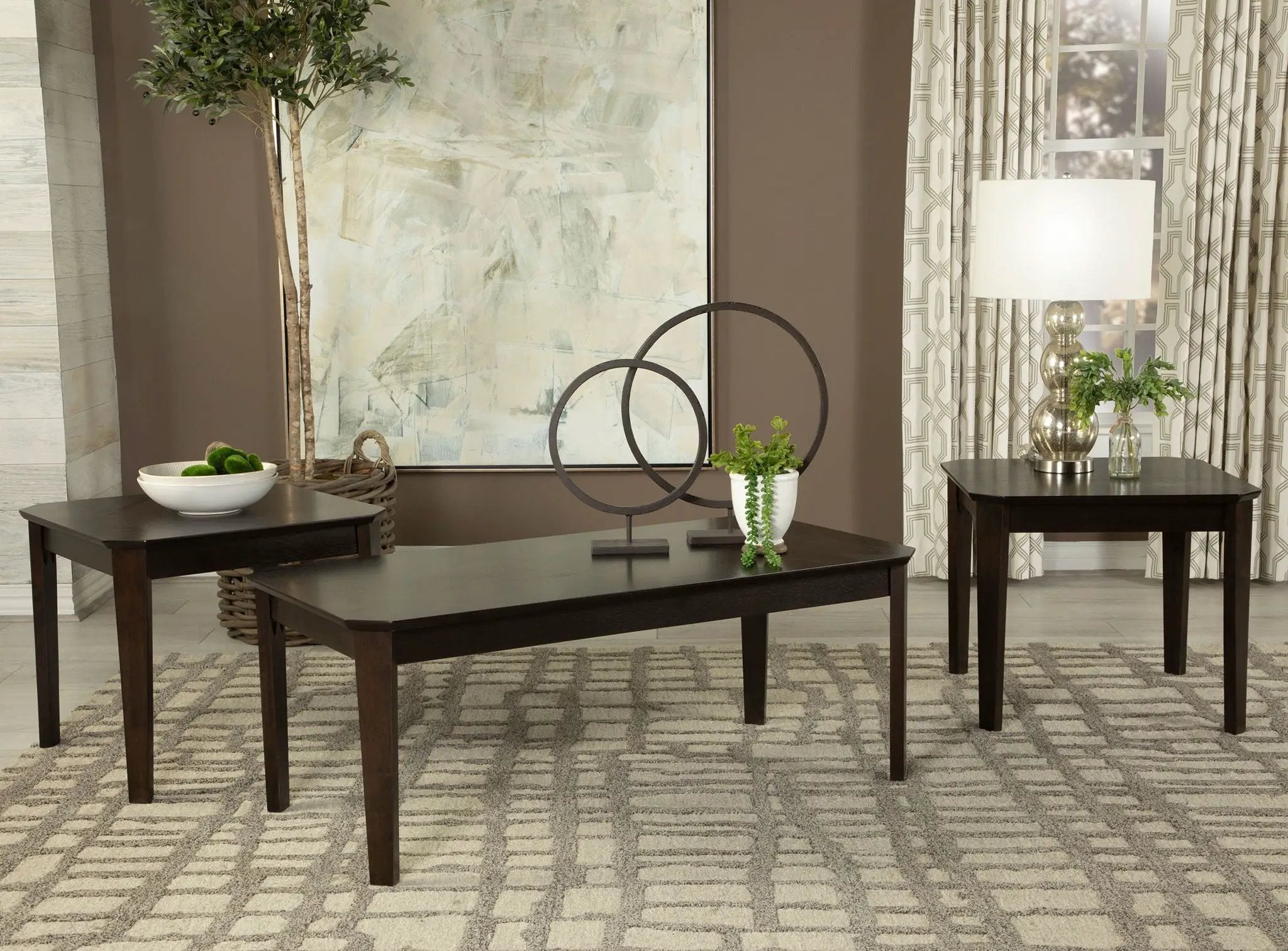 Amaro 3-piece Coffee and End Table Set Dark Brown by Unique Piece Furniture