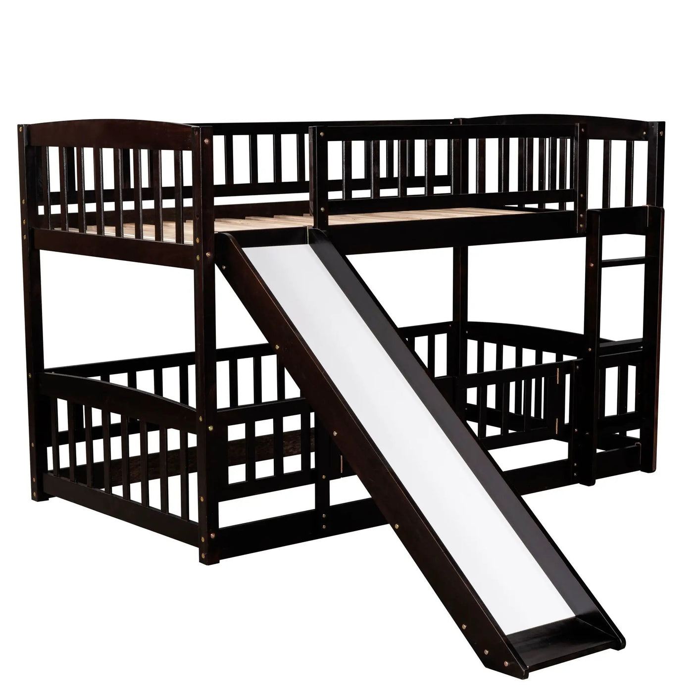 Low Bunk Bed With Slide, Fence And Ladder by Unique Piece Furniture