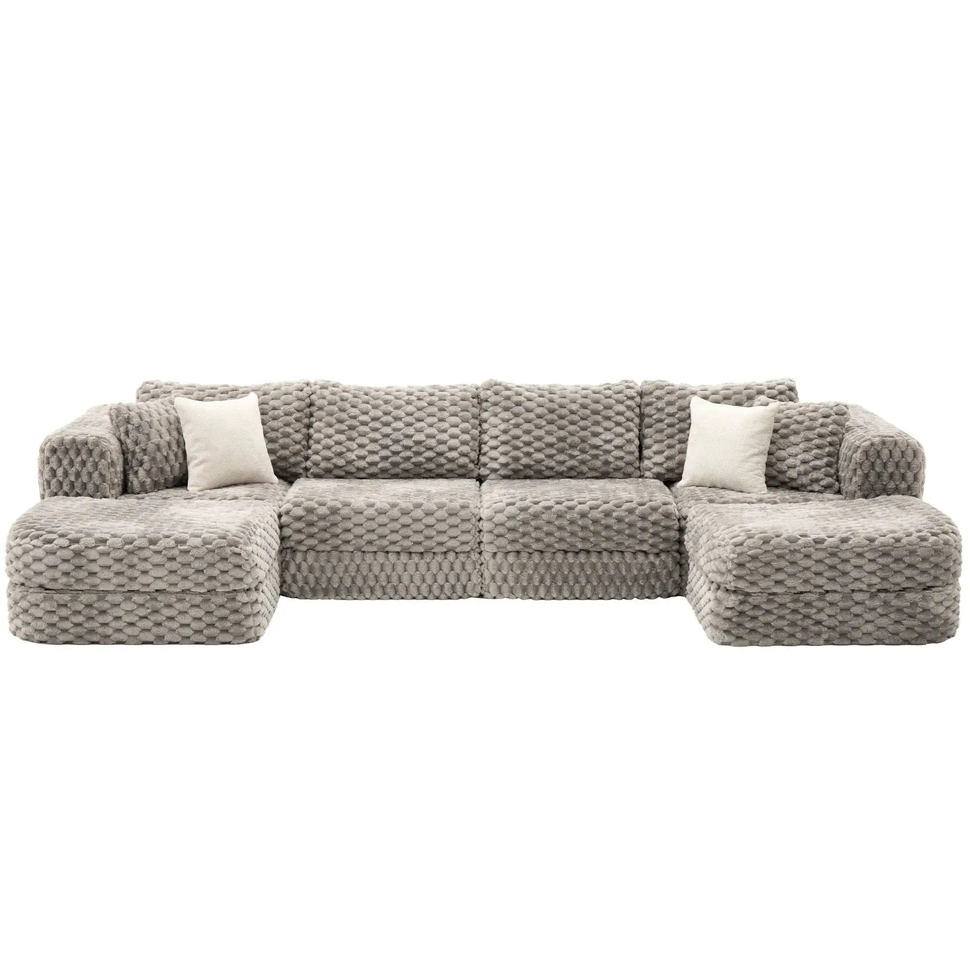 Modular Sectional Sofa, Boneless Couch With 2 Movable Ottomans by Unique Piece Furniture