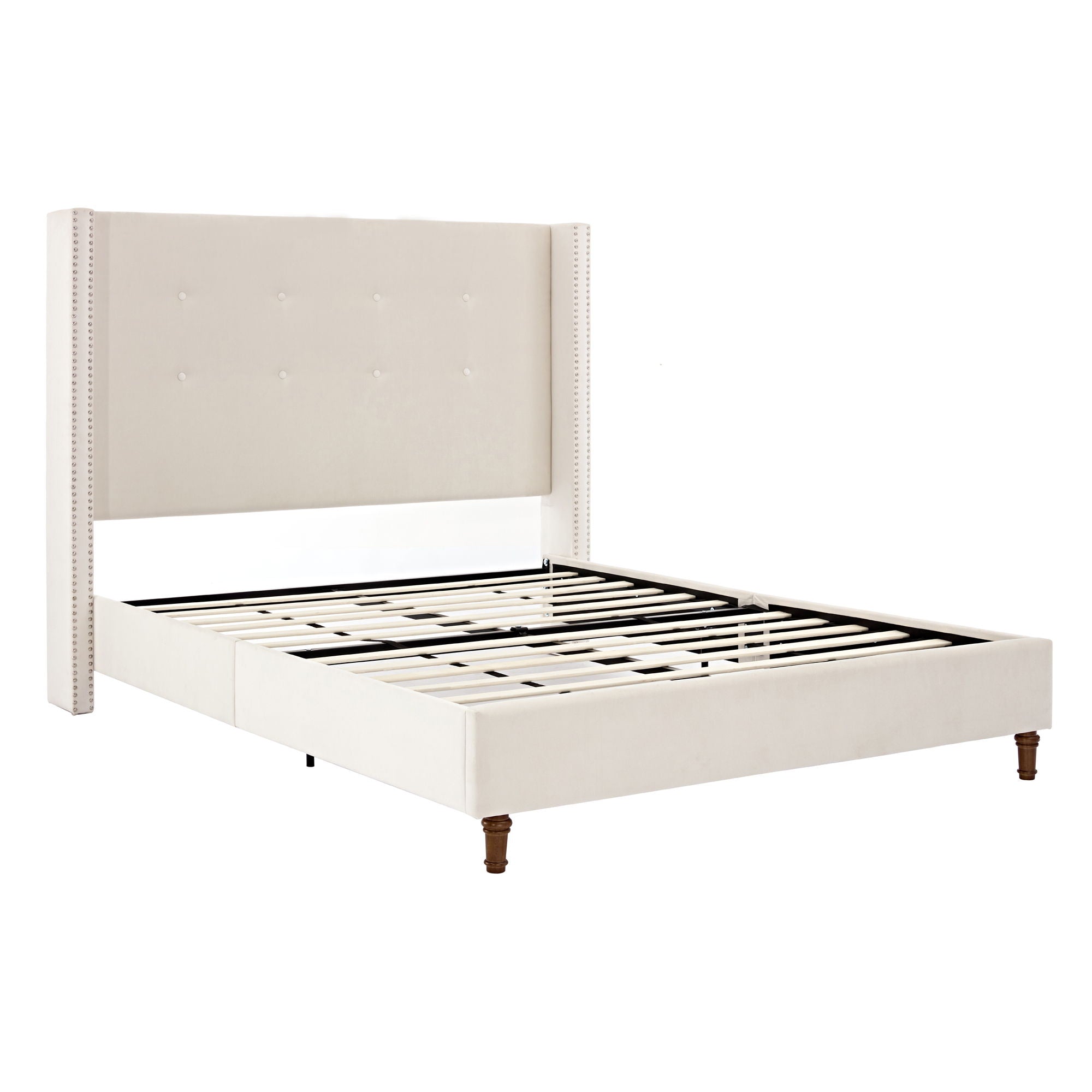 Peyton - Upholstered Bed With 54" High Headboard, Traditional Hand Buttoned Tufting by HouseOfZazla