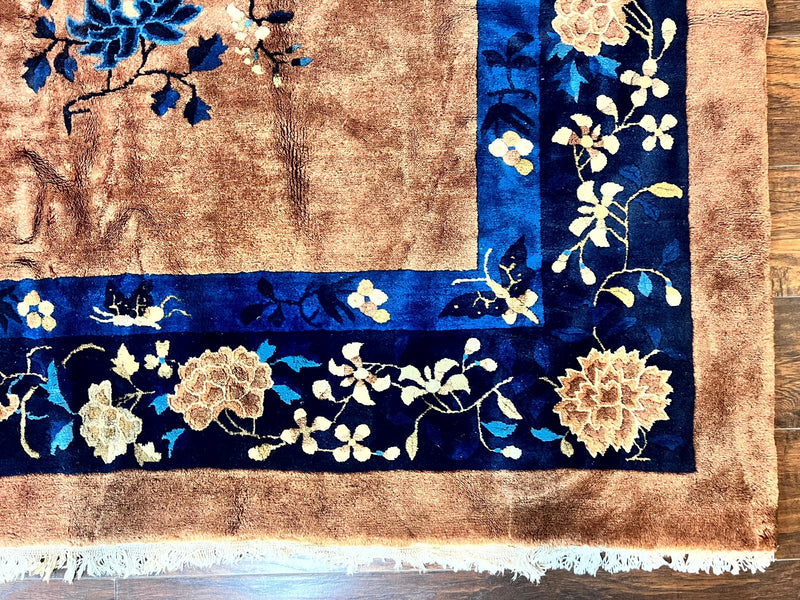 Antique Chinese Wool Rug 9x12, Large Peking Carpet, Handmade, Nichols Rug by Jewel Rugs
