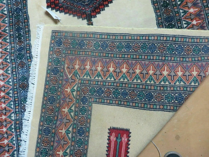 4' X 6' Vintage Handmade Bokhara Turkoman Pakistan Wool Rug Carpet Nice by Jewel Rugs