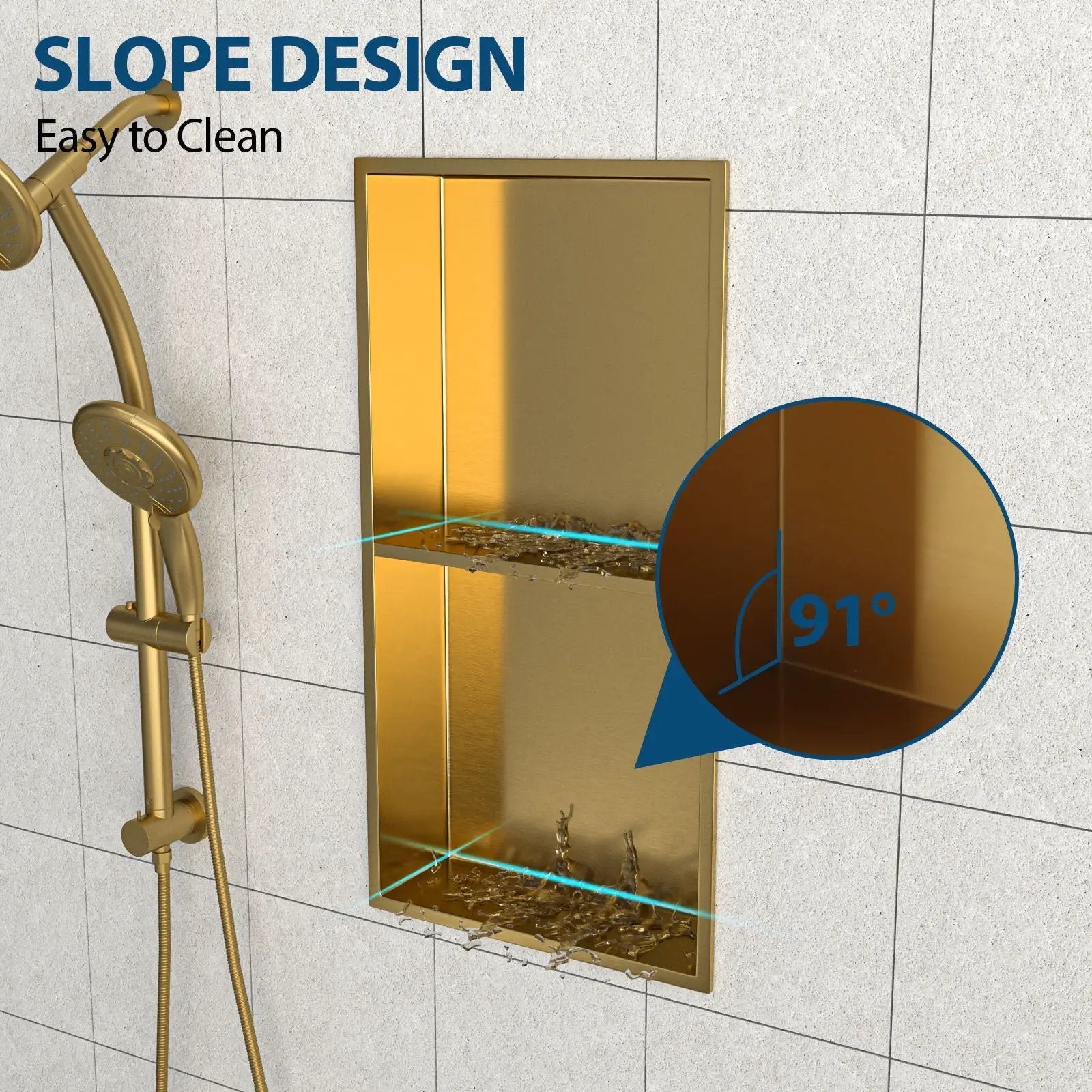 Modern Stainless Steel Shower Niche Double Shelf For Bathroom by HouseOfZazla