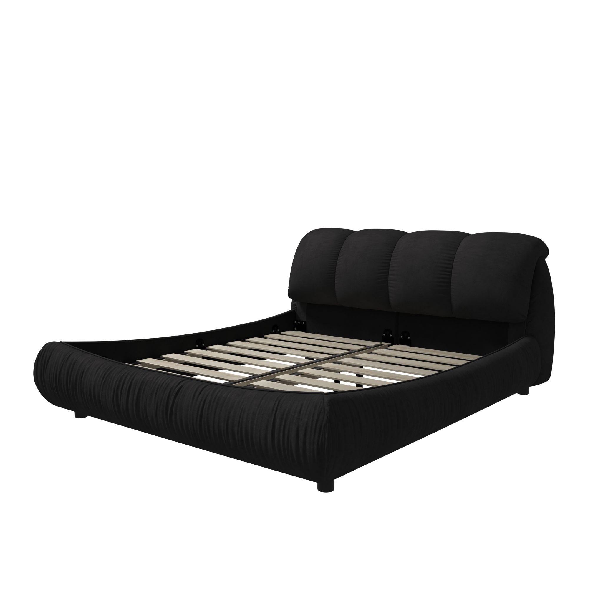Luxury Upholstered Platform Bed With Oversized Padded Backrest And Solid Wood Frame by HouseOfZazla