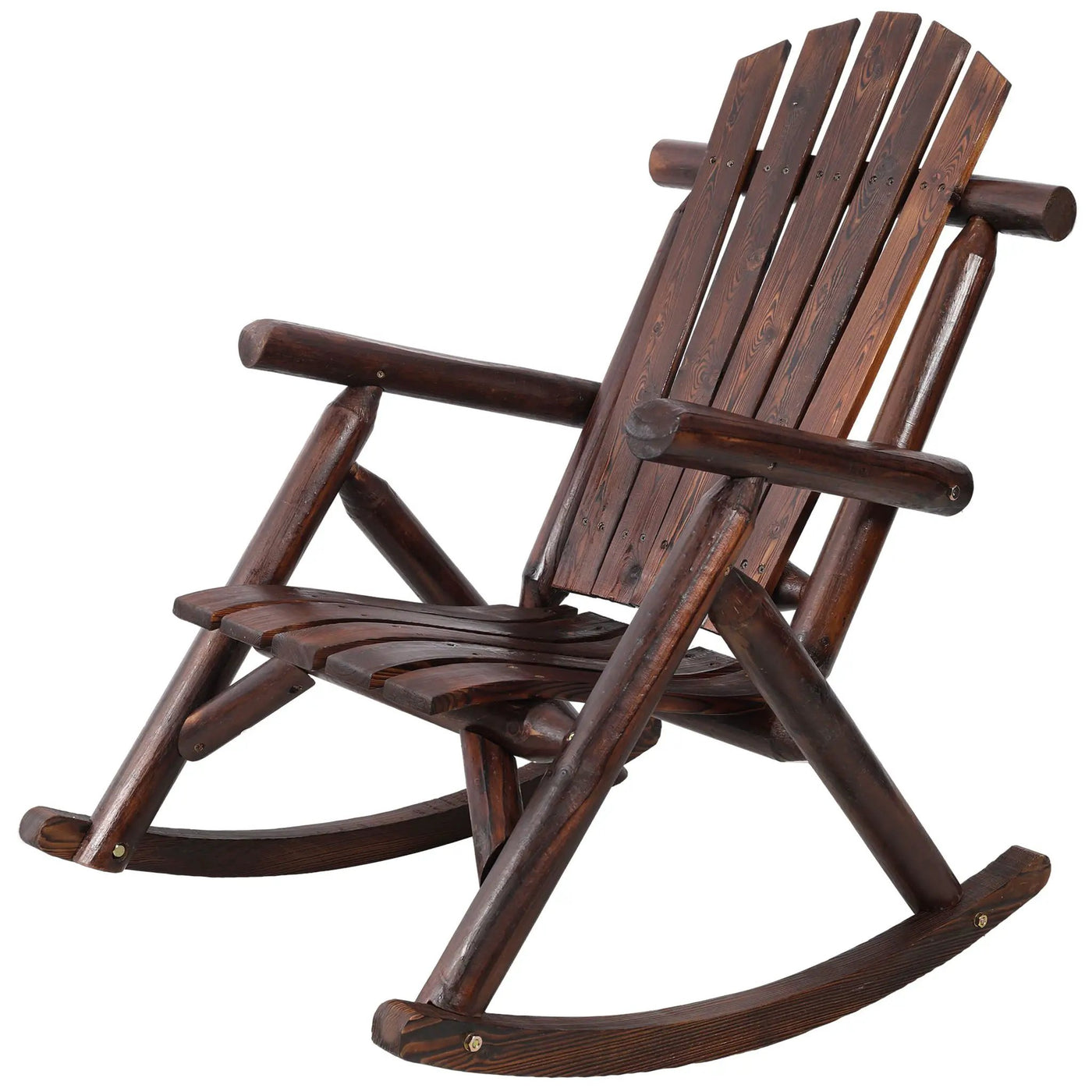 Durable Wooden Porch Rocker, Fir Log Rocking Chair by HouseOfZazla