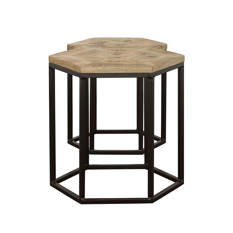 2 Piece Nesting Table With Hexagon Base - Brown by HouseOfZazla