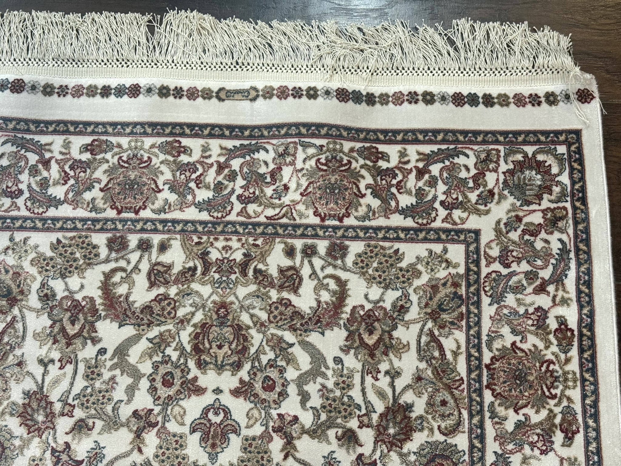 Small Turkish Silk Rug 2.6 x 4, Ivory, Allover Design, Bamboo Silk by Jewel Rugs