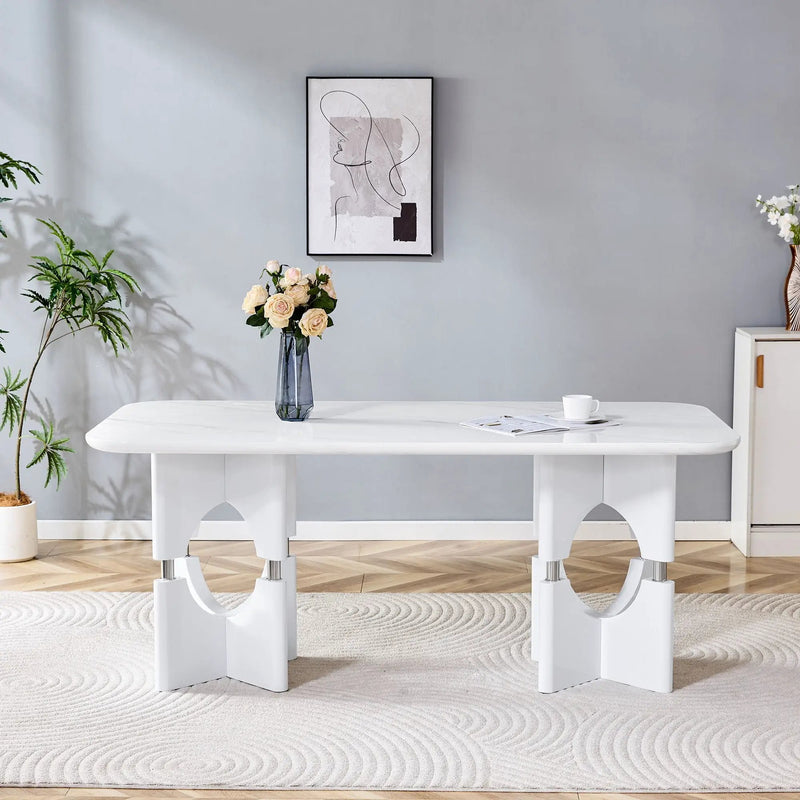 Modern Dining Table With Sleek Hollow-Out Frame And Accents by Unique Piece Furniture