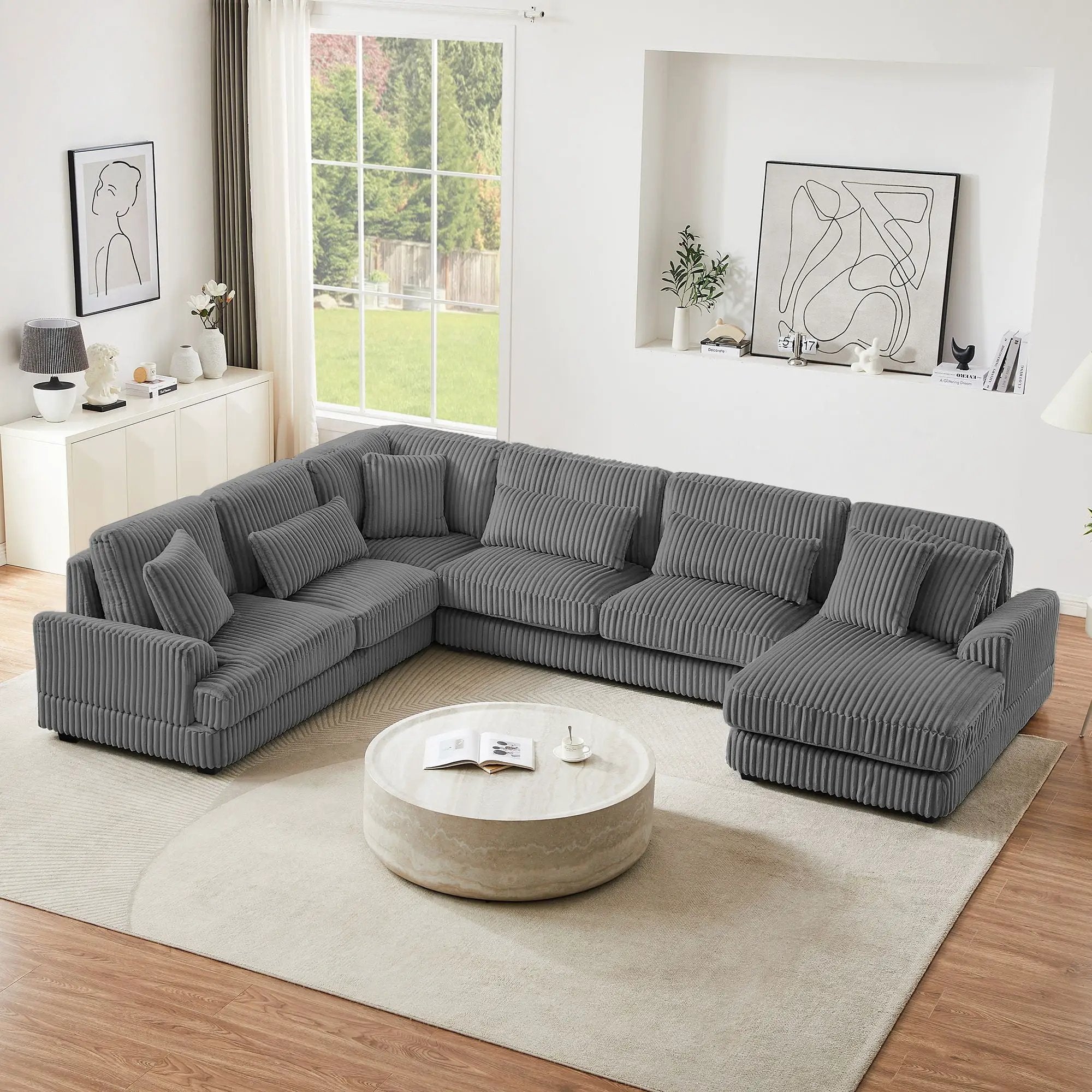Oversized Sectional Sofa U - Shaped Sofa Couch Modern Sofa Upholstered In Soft With A Chaise Lounge For Living Room by HouseOfZazla
