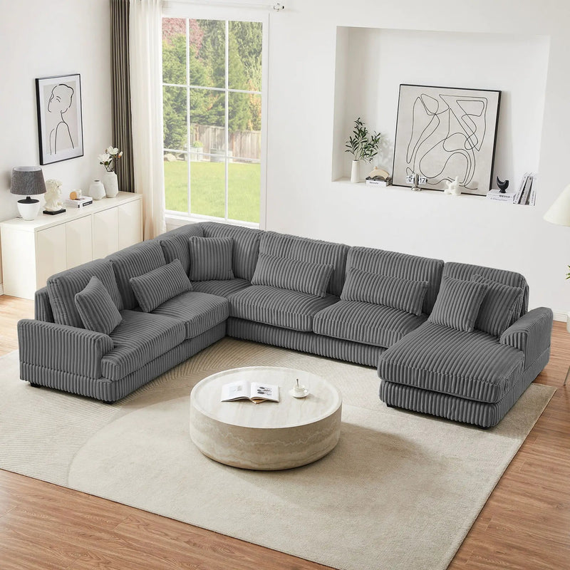 Oversized Sectional Sofa U - Shaped Sofa Couch Modern Sofa Upholstered In Soft With A Chaise Lounge For Living Room by HouseOfZazla