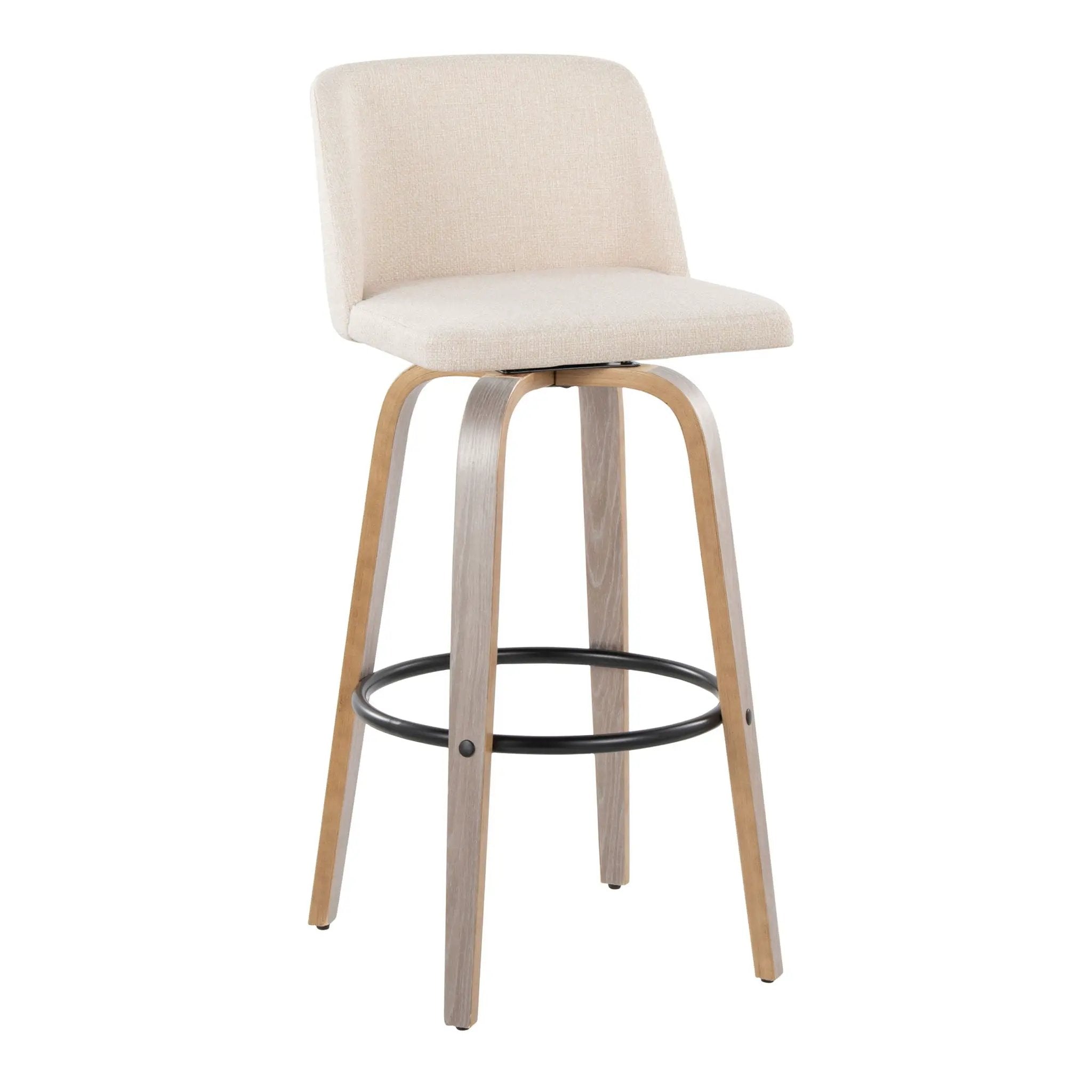 Toriano - Contemporary Fixed Height Barstool With Swivel With Round Footrest Comfort And Style (Set of 2) by HouseOfZazla