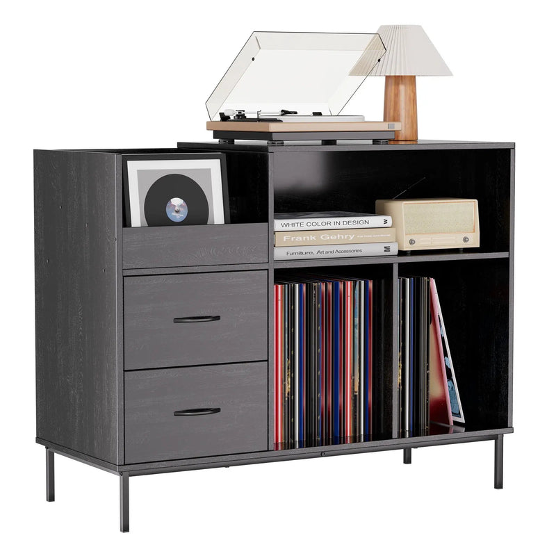 Grain Record Player Stand, Media Console With Speaker Shelf & 2 Drawers by Unique Piece Furniture