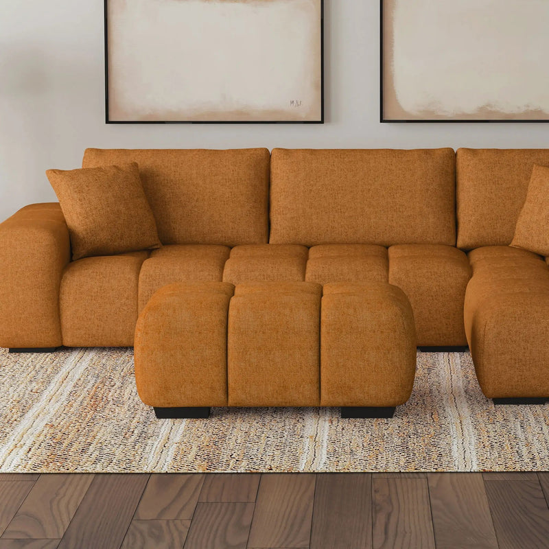 Inverness - Rectangular Upholstered Tufted Ottoman - Orange by HouseOfZazla
