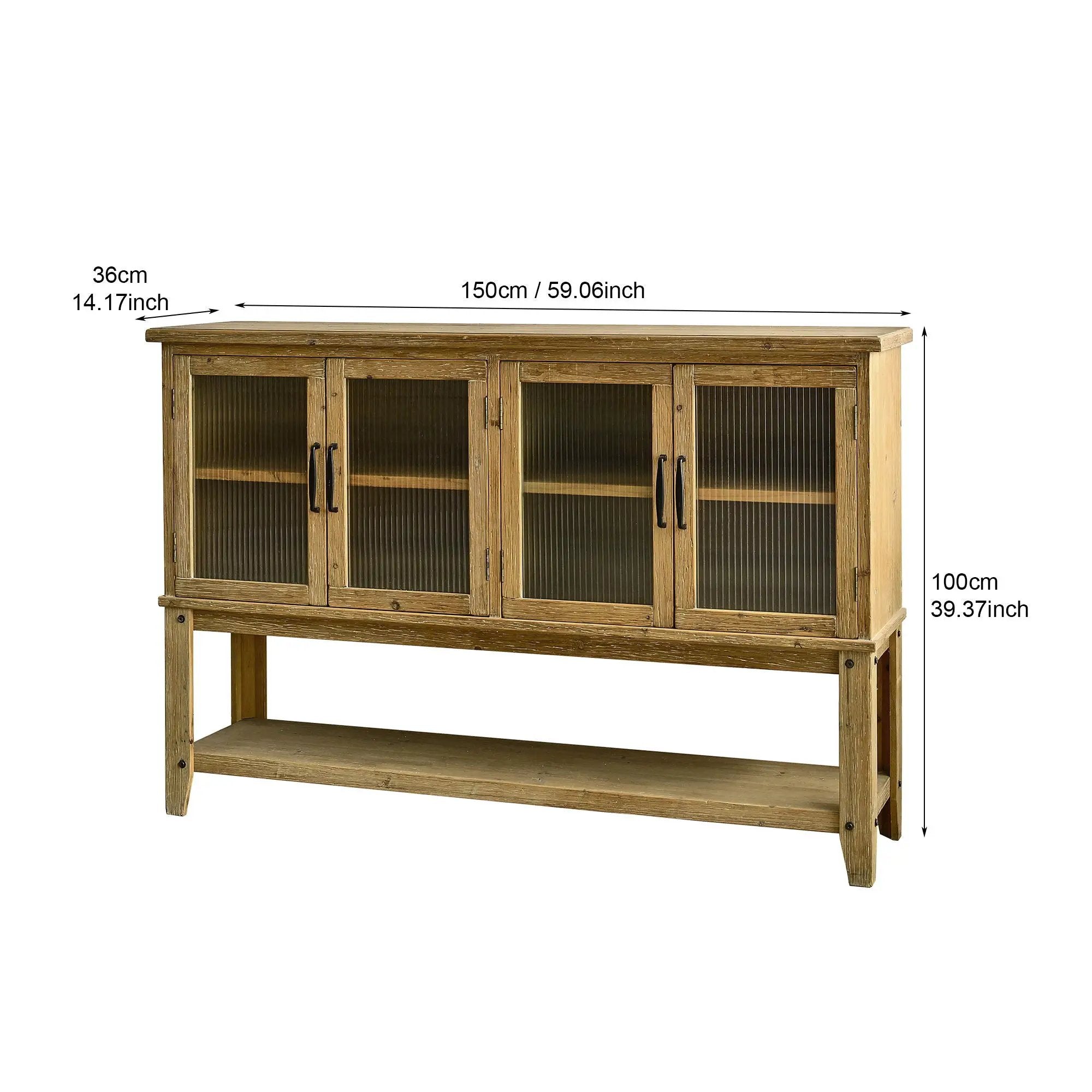 Rectangle Accent Sideboard Cabinet With Storage Shelf, Cabinet For Kitchen - Natural Wood by HouseOfZazla