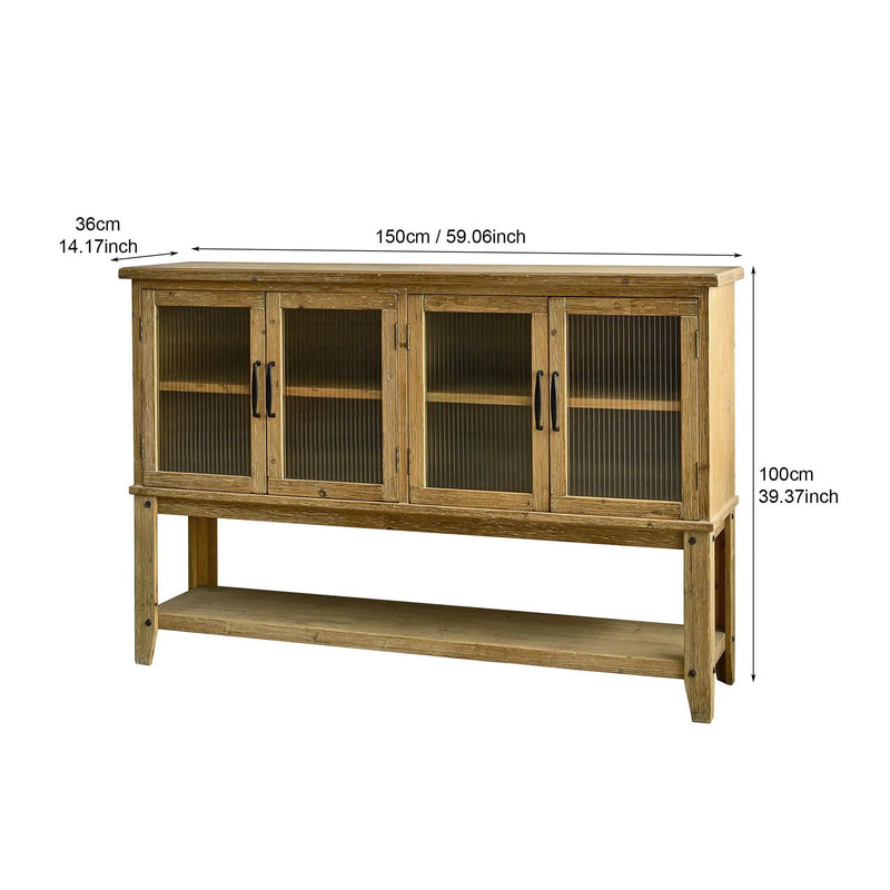 Rectangle Accent Sideboard Cabinet With Storage Shelf, Cabinet For Kitchen - Natural Wood by HouseOfZazla